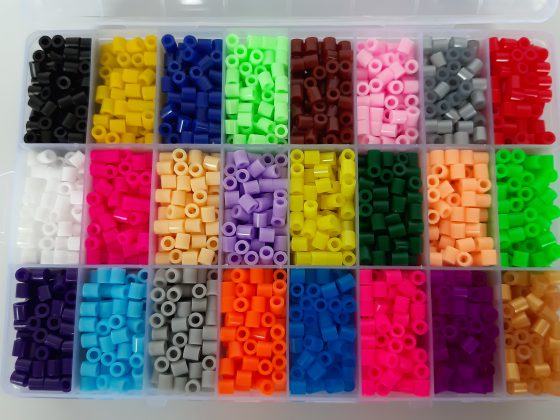 Diy game - beads for ironing - the bead storage box is divided into compartments by color